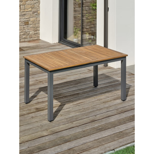ORSINO - Table de jardin 8 places alu anthracite - Acacia