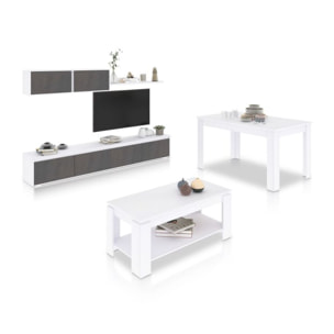 Pack salón con mesa de centro y mesa de comedor Arlet Max Blanco Artik (Blanco Mate) - Óxido