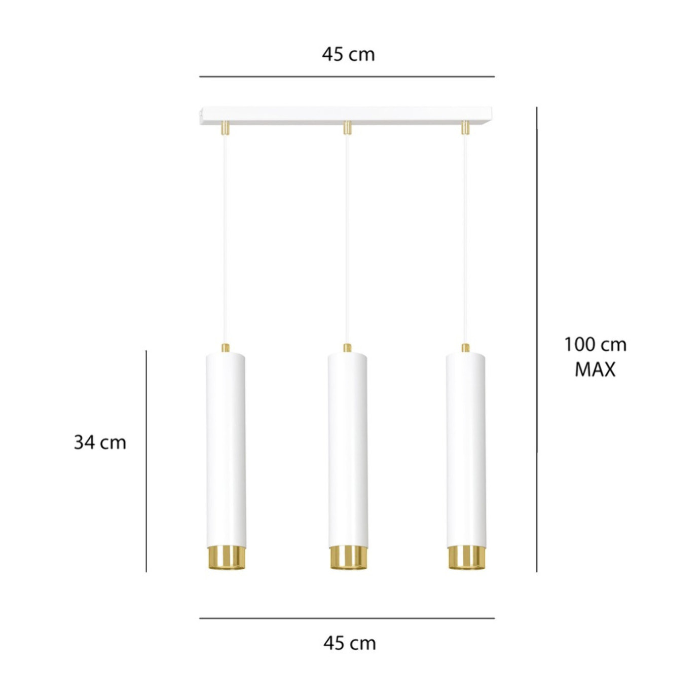 Lampada a sospensione KIBO in acciaio bianco e oro