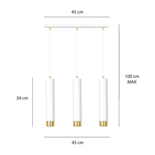 Lampada a sospensione KIBO in acciaio bianco e oro
