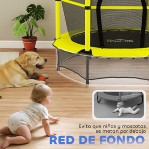 Cama Elástica Infantil Ø140 cm, Trampolín para Niños de 3-10 Años con Red de Seguridad y Marco de Acero, Carga 50 kg, para Interior y Exterior, Amarillo