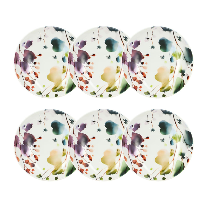 Lot de 6 assiettes creuses en porcelaine blanche 21cm AQUARELLE