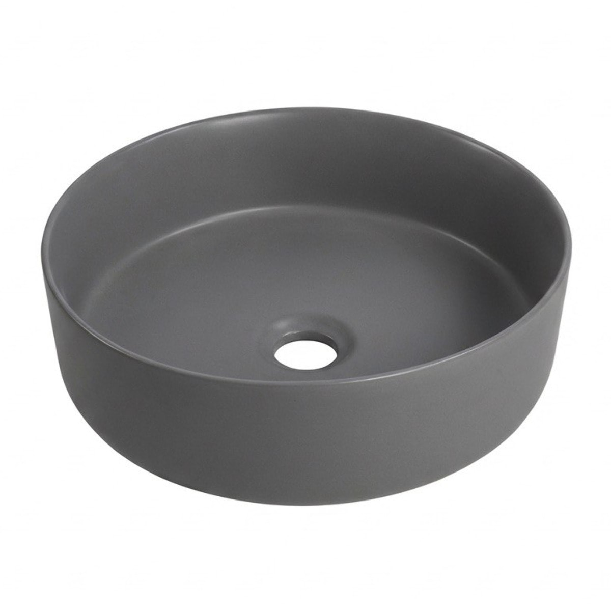 Vasque à poser ronde 36 cm hauteur 12,5 cm sans trop-plein gris mat PixL (CEPX3636GM)