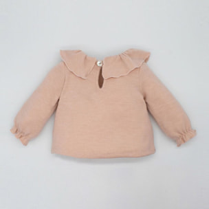 BLUSA PUNTO CUELLO VOLANTE ROSA