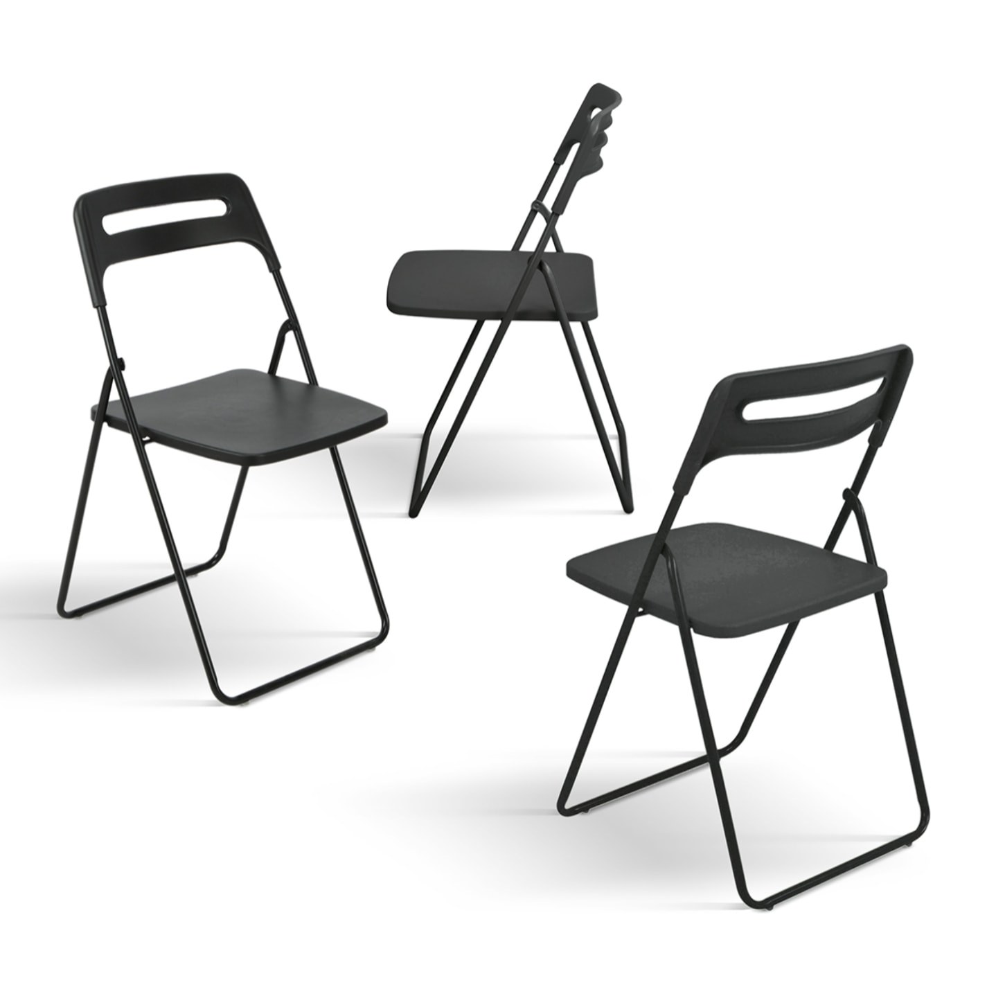 Set di 6 sedie pieghevoli ALMERIA in metallo nero e polipropilene nero