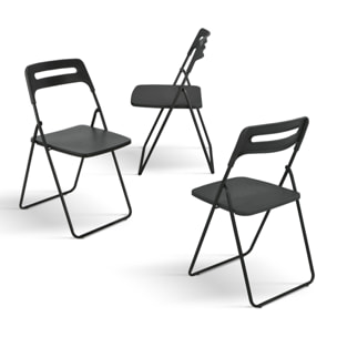 Set di 6 sedie pieghevoli ALMERIA in metallo nero e polipropilene nero