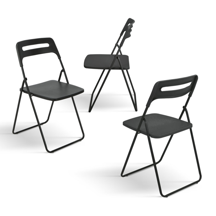 Set di 6 sedie pieghevoli ALMERIA in metallo nero e polipropilene nero