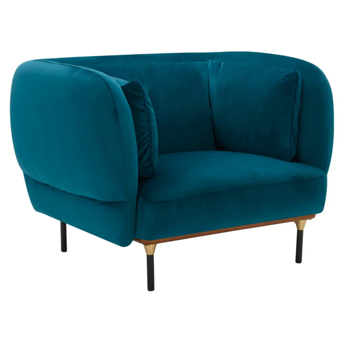 Fauteuil "Isée" - velours - bleu canard