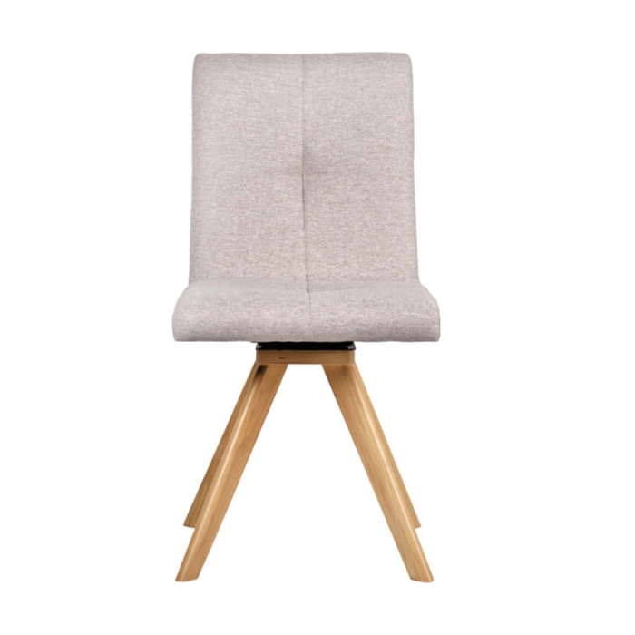 Chaise rotative en tissu & piètement en chêne - 3 coloris - HORTENSE
