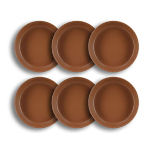 Lot de 6 assiettes creuses marron en grès 20,5cm ARITA
