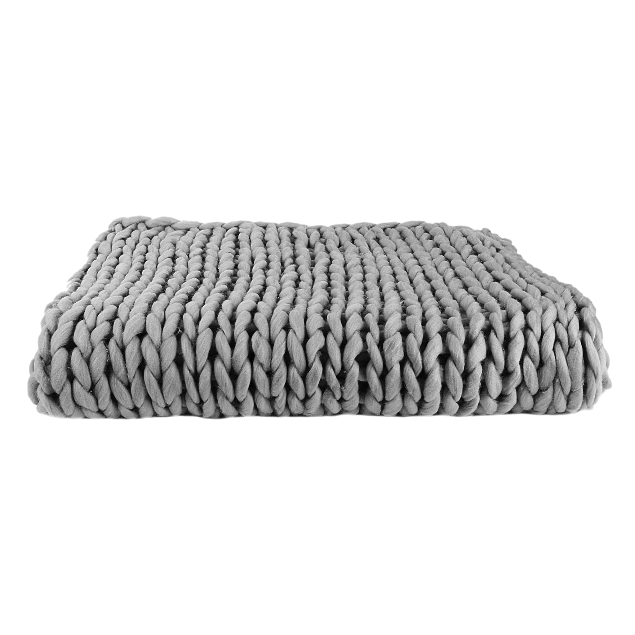 Plaid - HOME DECO FACTORY - Grosse Maille - Chunky - Gris