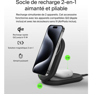Chargeur induction BELKIN induction 15W 2en1 noir