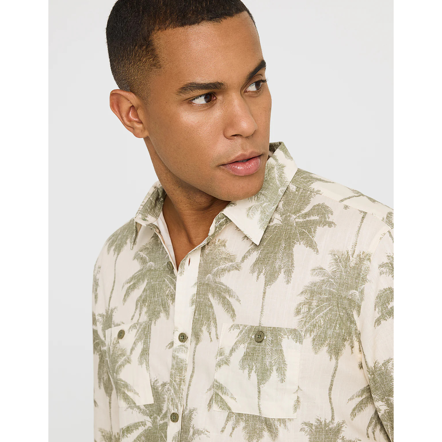 Camisa Manga Larga Estampado Tropical - Papiro