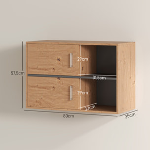Mueble Auxiliar de Baño Armario de Baño de Pared con Compartimentos Abiertos y 2 Puertas Mueble de Baño Moderno para Cocina Entrada 80x35x57,5 cm Natural