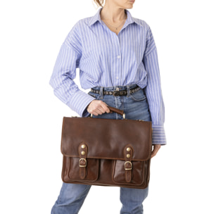 Borsa a mano  unisex In Vera pelle Made in Italy 25x38x10 cm