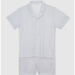 Pigiama corto da uomo in cotone camicia dune indaco