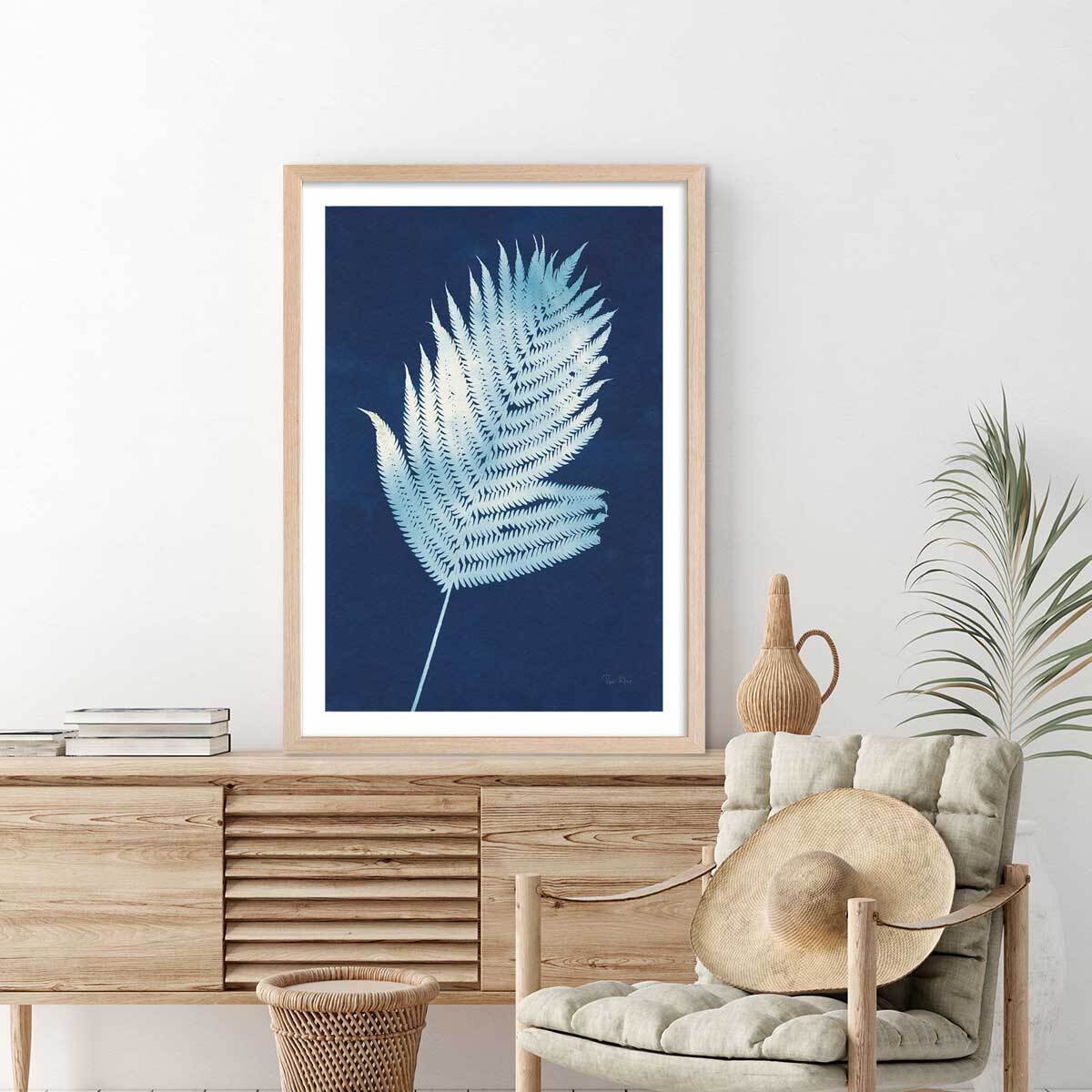 Affiche Fougère d'argent Affiche + cadre en bois - Chêne