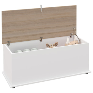 Baúl de Almacenamiento de Madera Arcón de Almacenamiento con Tapa Carga Máx. 60 kg para Dormitorio Salón 100x40x40 cm Natural y Blanco