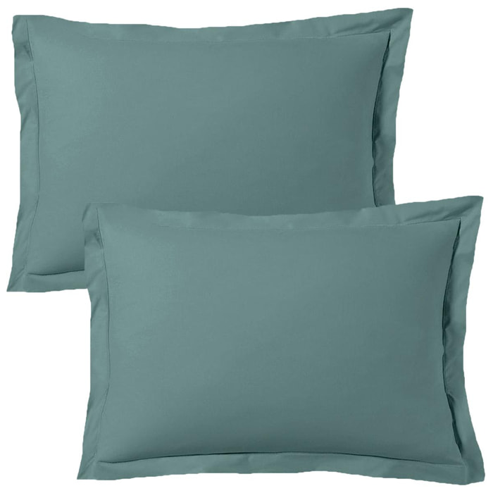 Lot de 2 taies d'oreiller satin de coton céladon