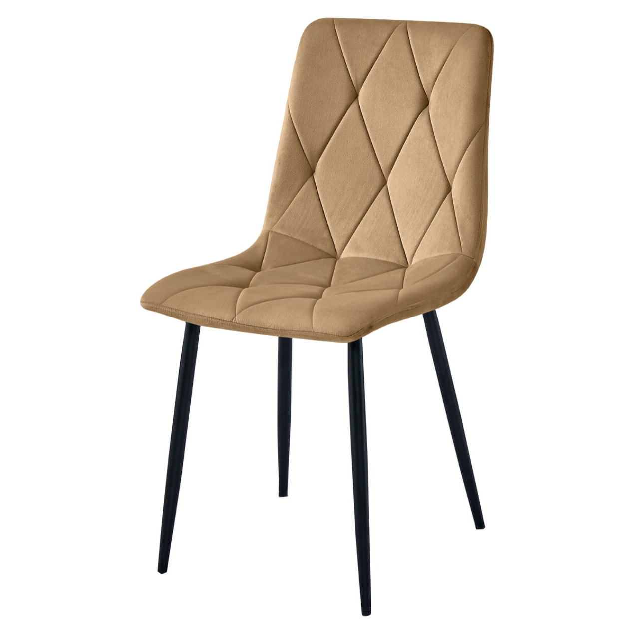Sedia Libra in velluto marrone e gambe nere