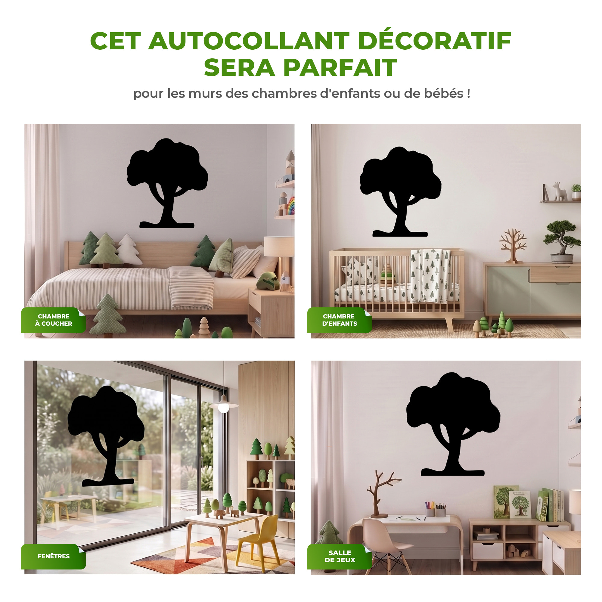 Sticker ardoise tableau noir - stickers muraux adhésif effaçable - GRAND ARBRE