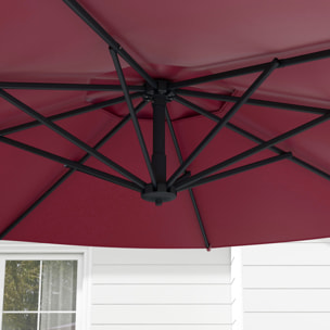Sombrilla de Jardín Ø294x242 cm Parasol de Terraza con Altura Ajustable Poste Giratorio 360° Ángulo de Techo Ajustable y Ventilación Superior para Patio Piscina Rojo Vino