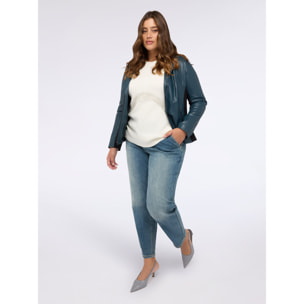 Fiorella Rubino - Giacca biker con parti in tessuto stretch - Verde