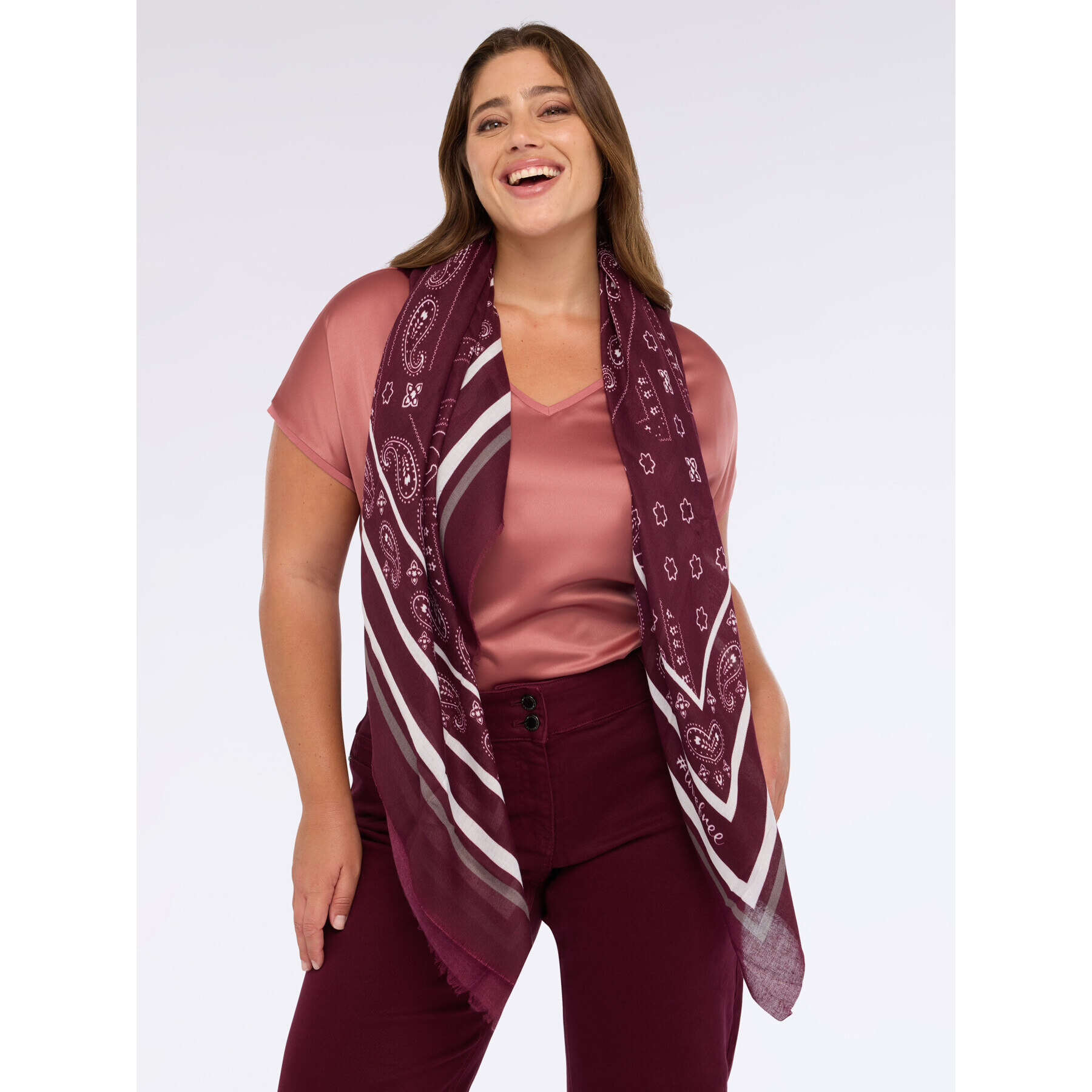 Fiorella Rubino - Foulard largo con estampado de cachemira - Burgundy