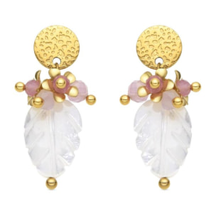 Pendientes con Madreperla Blanca acabado oro 18k