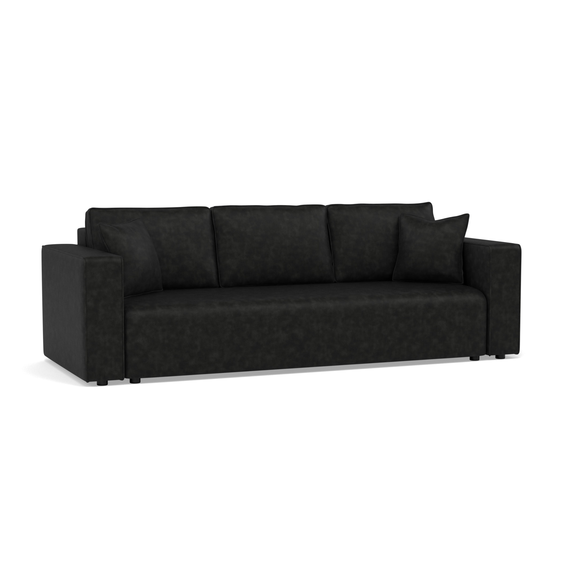 Topaze - canapé droit 3 places convertible avec coffre en simili - Noir