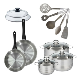 Lot 2 Poêles Fackelmann Geneva avec 3 Faitouts 16/20/24cm et 5 ustensiles Vario