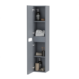 Colonne de rangement Gris Suspendu - Hauteur 120 cm - 2 Portes - LEON