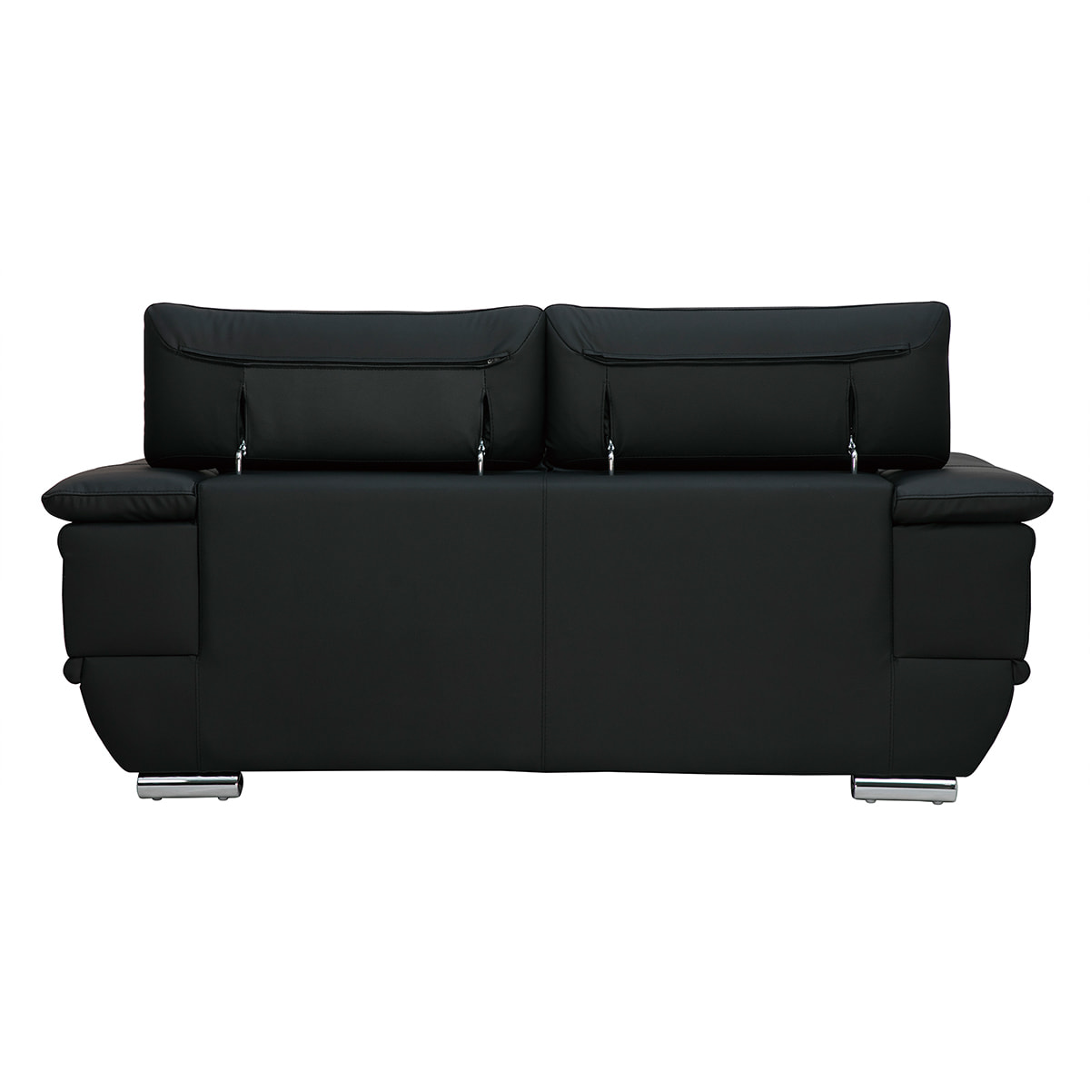 Canapé cuir noir et acier chromé avec têtières ajustables 2 places EWING