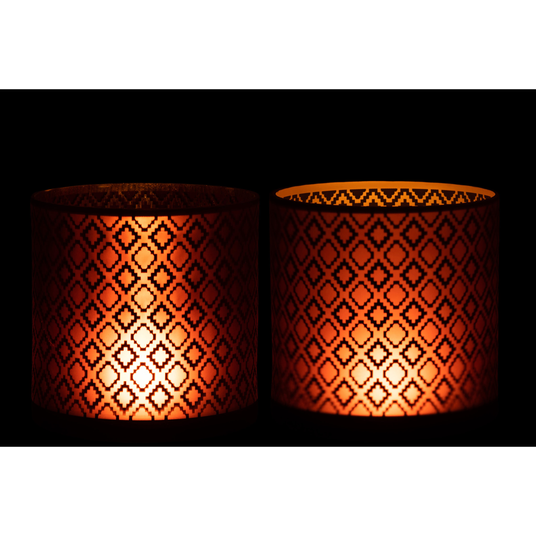 J-Line photophore Oriental - verre - rouge/or - large - 2 pcs
