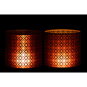 J-Line photophore Oriental - verre - rouge/or - large - 2 pcs