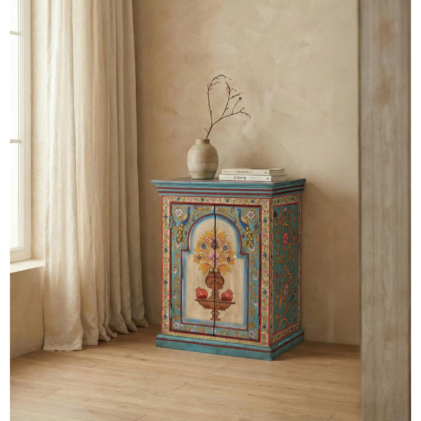 Muebles Auxiliare de Madera de Mango, Mdf 52 Cm Estilo Étnico