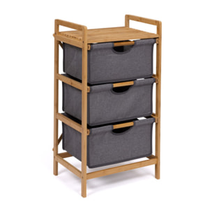 Meuble multi rangements Maya 3 tiroirs en bois et tissu