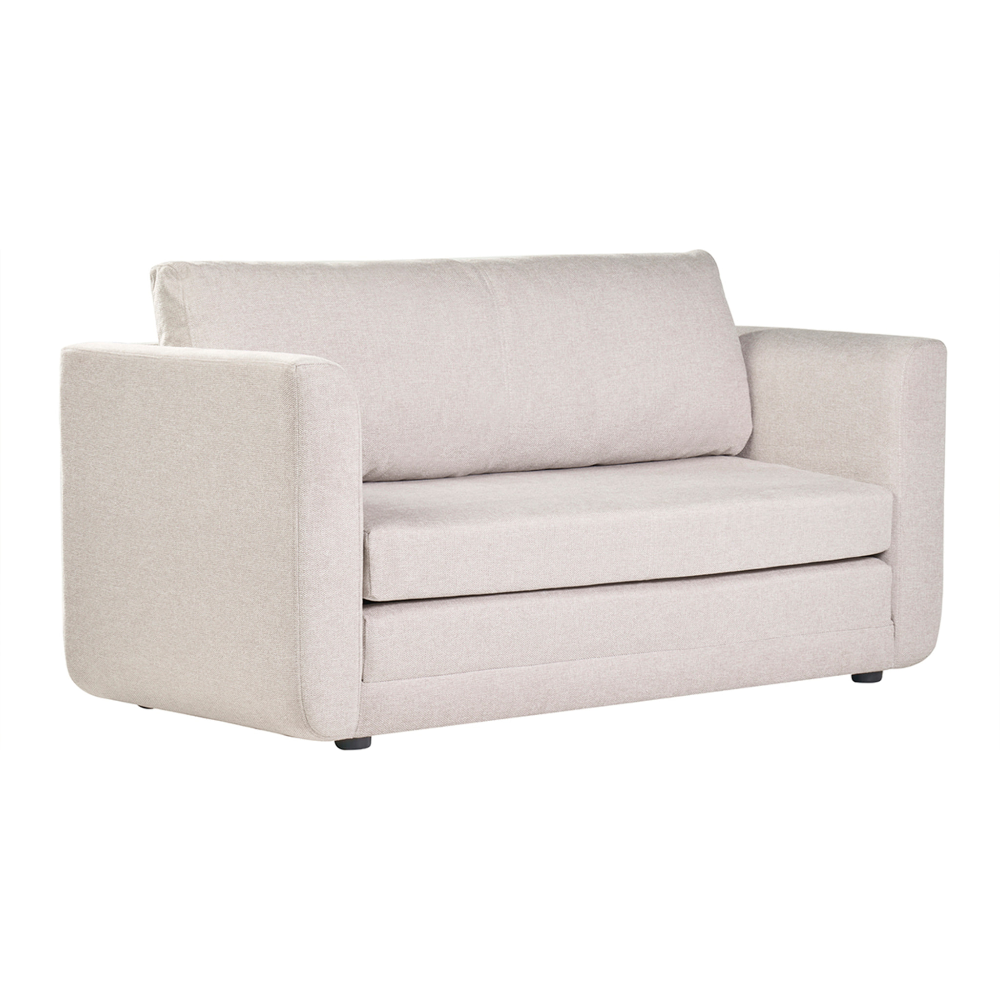 Canapé convertible 2 places en tissu effet velours texturé beige LEON