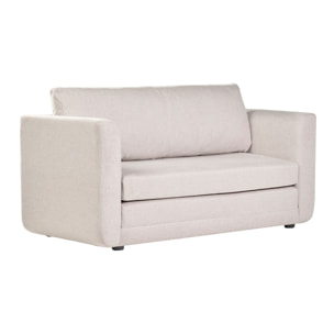 Canapé convertible 2 places en tissu effet velours texturé beige LEON