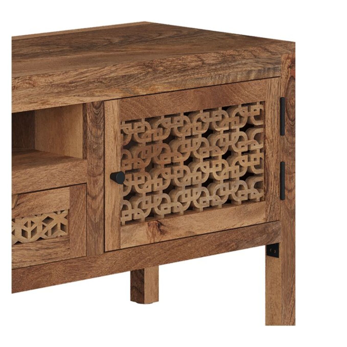 Meuble TV ajouré en bois de manguier 150 cm - Jaya