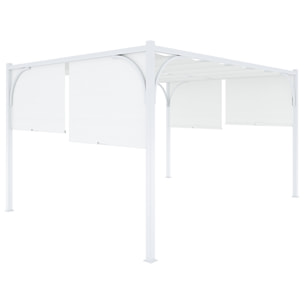 Gazebo Pergola 3x4 M Pergolato Tetto Scorrevole Telo Bianco Impermeabile Retrattile Richiudibile Struttura Bianca Acciaio Giardino Terrazzo Piscina