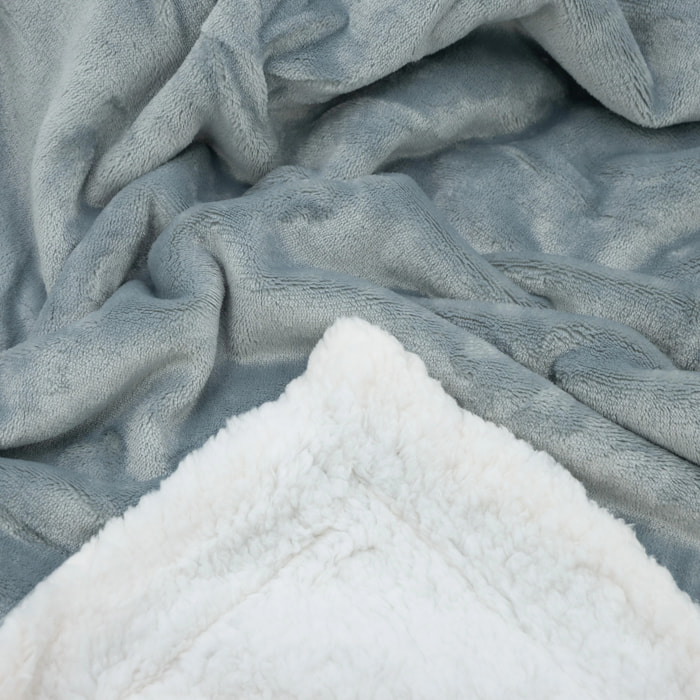 Plaid polaire doublé imitation mouton gris clair 130 x 170