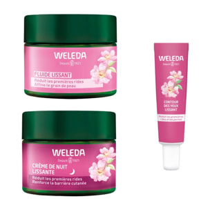 WELEDA - Lot Crème de Nuit lissante Rose musquée & Thé blanc, Fluide et Contour des yeux