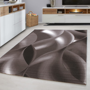 PLUS - Tapis à poils courts design marron - PLU8008MAR