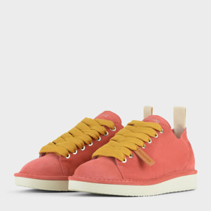 ZAPATO CON CORDONES MUJER P01 DE ANTE BUBBLEGUM AMARILLO