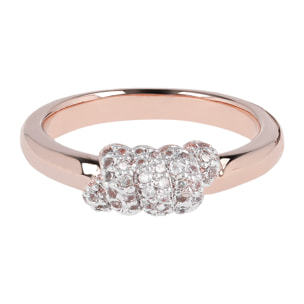 Anello Torsade in Golden Rosé con Cubic Zirconia Placcato Oro Rosa 18k