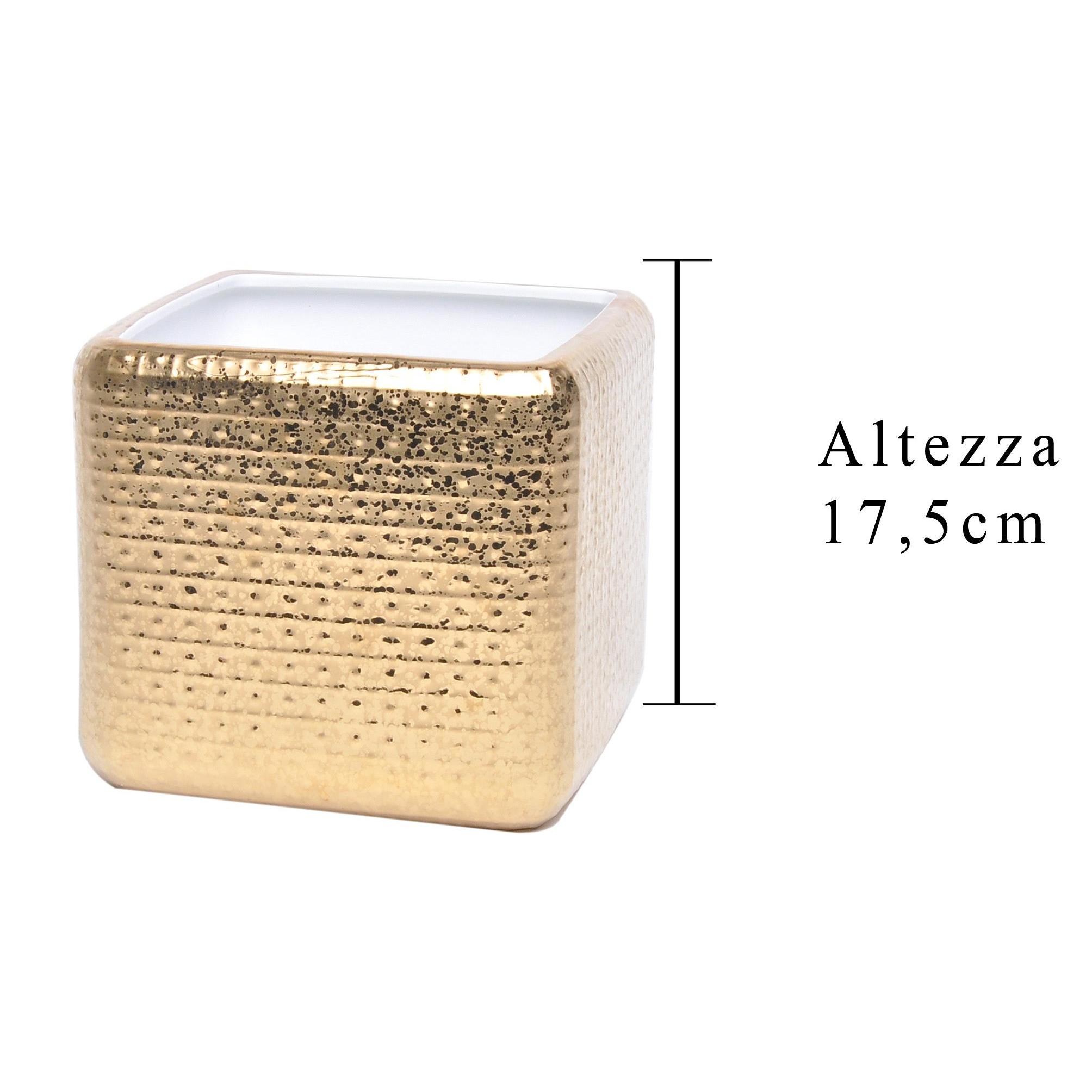 Cubo Oro - Pezzi 1 - 19,5X17,5X19,5 - Colore: Dorato - Bianchi Dino - Ceramica