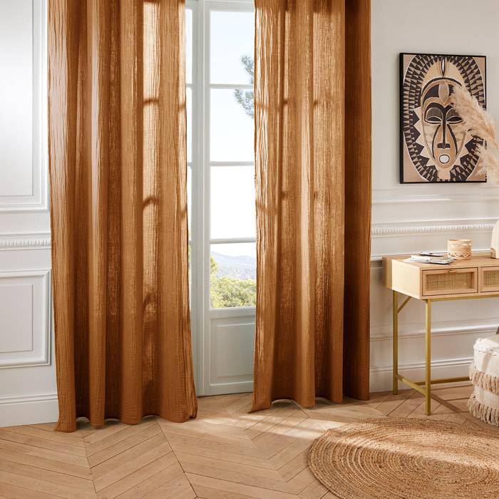 Rideau "Jamana" en coton 130x260cm marron cannelle