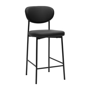 Tabourets de bar fixes noirs H65 cm (lot de 2) BREKA