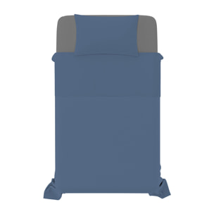 COMPLETO LETTO NATURAL COLOUR MADE IN ITALY COTONE-AVIO/FUMO PIAZZA E MEZZA